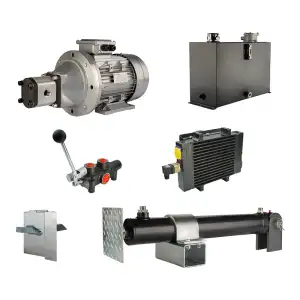 Hydraulika pro štípačku dřeva, štípací výkon: 19 tun, doba štípacího cyklu: 14-17 sekund. Pohon, čerpadlo, motor, nádrž 45 litrů, 1-sekční rozdělovač, přídavné chlazení