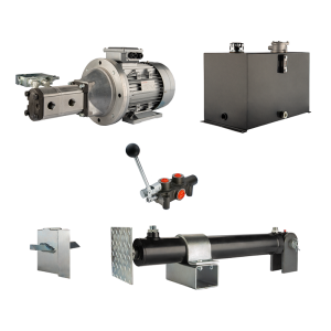Hydraulika pro štípačku dřeva, štípací výkon: 16 tun, doba štípacího cyklu: 17-20 sekund. Pohon, čerpadlo, motor, nádrž, 75 litrů, 1-sekční rozdělovač