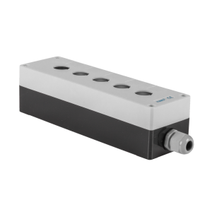 Pouzdro pro elektrické joysticky nebo manipulátory, pět otvorů, s vývodkou, montážní otvor 22 mm