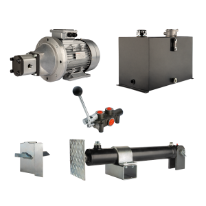 Hydraulika pro štípačku dřeva, štípací výkon: 8 tun, doba štípacího cyklu: 14-17 sekund. Pohon, čerpadlo, motor, nádrž 75 litrů, 1-sekční rozdělovač