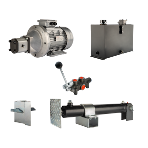 Hydraulika pro štípačku dřeva, štípací výkon: 8 tun, doba štípacího cyklu: 14-17 sekund. Pohon, čerpadlo, motor, nádrž 45 litrů, 1-sekční rozdělovač
