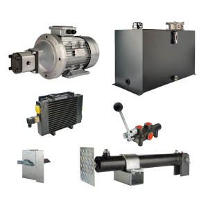 Hydraulika pro štípačku dřeva, štípací výkon: 10 tun, doba štípacího cyklu: 14-17 sekund. Pohon, čerpadlo, motor, nádrž 100 litrů, 1-sekční rozdělovač, přídavné chlazení