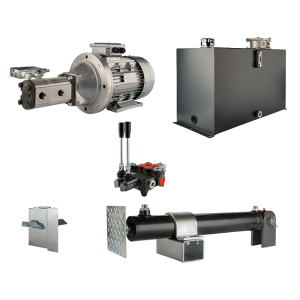 Hydraulika pro štípačku dřeva, štípací výkon: 14 tun, doba štípacího cyklu: 12-16 sekund. Pohon, čerpadlo, motor, nádrž, 100 litrů, 2-sekční  rozdělovač