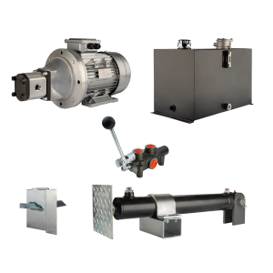 Hydraulika pro štípačku dřeva, štípací výkon: 12 tun, doba štípacího cyklu: 18-21 sekund. Pohon, čerpadlo, motor, nádrž, 75 litrů, 1-sekční rozdělovač