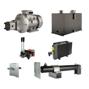 Hydraulika pro štípačku dřeva, štípací výkon: 10 tun, doba štípacího cyklu: 14-17 sekund. Pohon, čerpadlo, motor, nádrž 75 litrů, 2-sekční  rozdělovač, přídavné chlazení