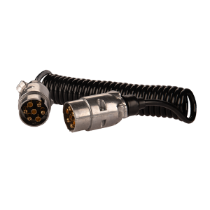 Spirálový kabel 7/12V, délka: 3m, kovové zástrčky