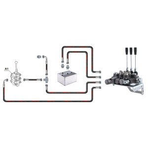 Hydraulika MF255 Ursus 3512 2812 3-sekční hydraulický rozvaděč, vedení a konektory