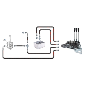 Hydraulika MF255 Ursus 3512 2812 3-sekční hydraulický rozvaděč, vedení a konektory