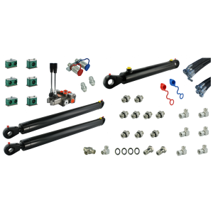 Kompletní hydraulika pro nakladač Tur C-330, rozdělovač + dva zvedací válce a jeden pro nakladač + kabely + komponenty