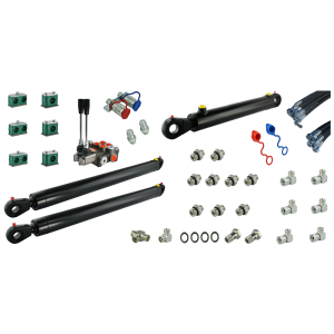 Kompletní hydraulika pro nakladač Tur C-330, rozdělovač + dva zvedací válce a jeden pro nakladač + kabely + komponenty