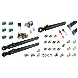 Kompletní hydraulika pro nakladač Tur C-330, rozdělovač + dva zvedací válce a jeden pro nakladač + kabely + komponenty