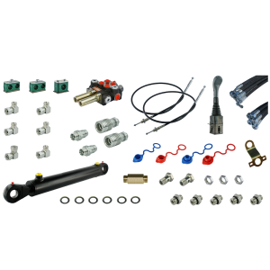 Kompletní hydraulika pro nakladač Tur C-330, rozdělovač + joystick s kabely + válec lopaty + kabely + komponenty