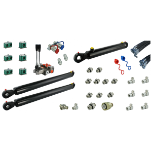 Kompletní hydraulika pro nakladač Tur C-360 C-360-3P, rozdělovač + dva zvedací válce a jeden pro hlavu + kabely + komponenty