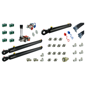 Kompletní hydraulika pro nakladač Tur C-360 C-360-3P, rozdělovač + dva zvedací válce a jeden pro hlavu + kabely + komponenty