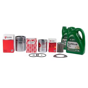 Sada filtrů pro traktor MF4 Filtr motorového oleje + palivový filtr + filtr oleje zvedáku + motorový olej TURDUS 15W40 10L