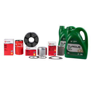 Sada filtrů pro traktor URSUS 2812 MF 235 255 Filtr motorového oleje + palivový filtr + filtr zdvihového oleje + kazeta vzduchového filtru + motorový olej TURDUS 15W40 10L
