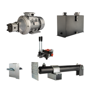 Hydraulika pro štípačku dřeva, štípací výkon: 7 tun, doba štípacího cyklu: 18-21 sekund. Pohon, čerpadlo, motor, nádrž 45 litrů, 2-sekční  rozdělovač