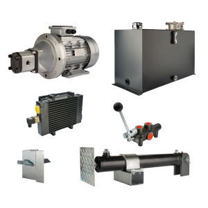 Hydraulika pro štípačku dřeva, štípací výkon: 10 tun, doba štípacího cyklu: 9-12 sekund. Pohon, čerpadlo, motor, nádrž 100 litrů, 1-sekční rozdělovač, přídavné chlazení
