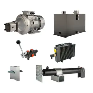 Hydraulika pro štípačku dřeva, štípací výkon: 12 tun, doba štípacího cyklu: 9-12 sekund. Pohon, čerpadlo, motor, nádrž 75 litrů, 1-sekční rozdělovač, přídavné chlazení