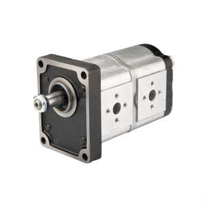 Pravé dvousekční hydraulické čerpadlo Hydrosila se zubovým pohonem, skupina 2, objem: 10/10 cm3/ot., účinnost (1500 ot.): 15/15 l/min