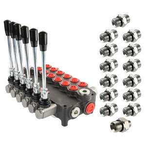 Hydraulický rozdělovač 6 sekcí 80 l/min 6P80 s přípojkami 27/22 Hydrolider