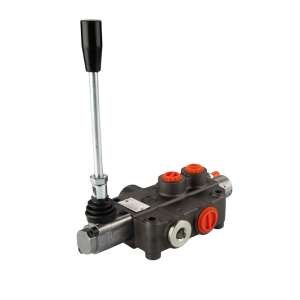Jednodílný hydraulický rozdělovač 80 l/min s pružinovou pákou s automatickým nastavením do polohy 0 s posuvníkem pro ovládání hydraulického motoru