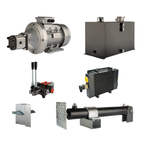 Hydraulika pro štípačku dřeva, štípací výkon: 8 tun, doba štípacího cyklu: 9-12 sekund. Pohon, čerpadlo, motor, nádrž 75 litrů, 2-sekční  rozdělovač, přídavné chlazení