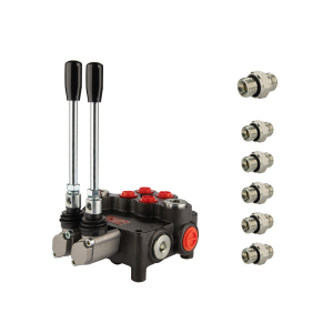 2-sekční hydraulický rozdělovač 50 l/min 2P80 s přípojkami 22/18 Hydrolider