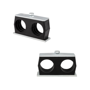 Černý dvojitý upínací otvor 38 mm pro upevnění trubky nebo hydraulické hadice
