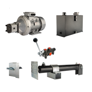 Hydraulika pro štípačku dřeva, štípací výkon: 7 tun, doba štípacího cyklu: 11-14 sekund. Pohon, čerpadlo, motor, nádrž 45 litrů, 1-sekční rozdělovač