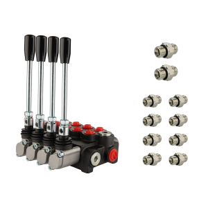 4-sekční hydraulický rozdělovač 30 l/min 4P40 s přípojkami 18/16 Hydrolider