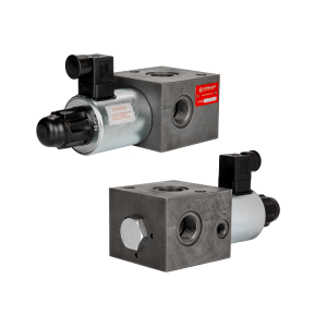 Elektricky ovládaný 3cestný hydraulický ventil 3/2 závity: 3/4" napětí: 12V průtok: 100L/min max. tlak: 350bar