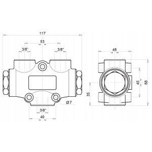 Hydraulický ventil dělič průtoku 50:50 závitů 3/8'' průtok 20-30 L/min maximální tlak 250 bar