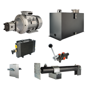 Hydraulika pro štípačku dřeva, štípací výkon: 12 tun, doba štípacího cyklu: 11-14 sekund. Pohon, čerpadlo, motor, nádrž 100 litrů, 1-sekční rozdělovač, přídavné chlazení