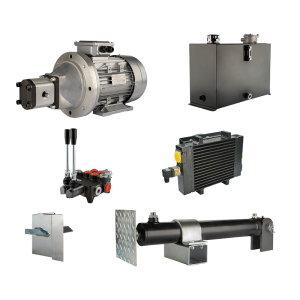 Hydraulika pro štípačku dřeva, štípací výkon: 10 tun, doba štípacího cyklu: 18-21 sekund. Pohon, čerpadlo, motor, nádrž 45 litrů, 2-sekční  rozdělovač, přídavné chlazení