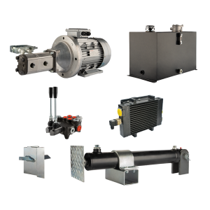 Hydraulika pro štípačku dřeva, štípací výkon: 12 tun, doba štípacího cyklu: 17-20 sekund. Pohon, čerpadlo, motor, nádrž 75 litrů, 2-sekční  rozdělovač, přídavné chlazení