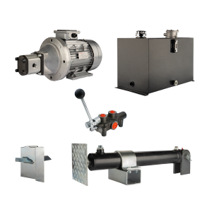 Hydraulika pro štípačku dřeva, štípací výkon: 6 tun, doba štípacího cyklu: 14-17 sekund. Pohon, čerpadlo, motor, nádrž, 75 litrů, 1-sekční rozdělovač
