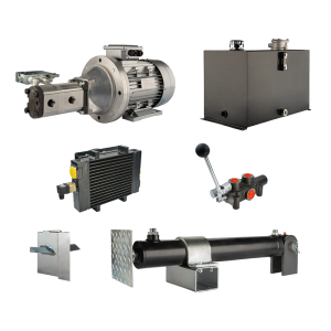 Hydraulika pro štípačku dřeva, štípací výkon: 12 tun, doba štípacího cyklu: 17-20 sekund. Pohon, čerpadlo, motor, nádrž 75 litrů, 1-sekční rozdělovač, přídavné chlazení
