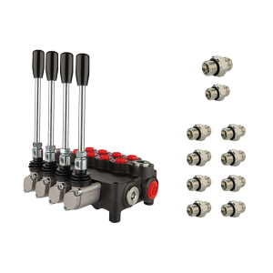 4-sekční hydraulický rozdělovač 80 l/min 4P80 s přípojkami 27/22 Hydrolider