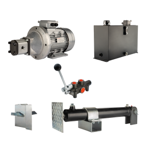 Hydraulika pro štípačku dřeva, štípací výkon: 6 tun, doba štípacího cyklu: 9-12 sekund. Pohon, čerpadlo, motor, nádrž 45 litrů, 1-sekční rozdělovač