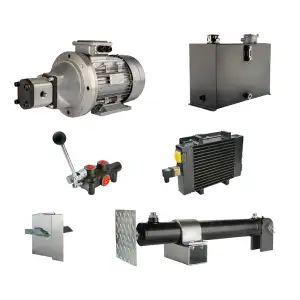 Hydraulika pro štípačku dřeva, štípací výkon: 8 tun, doba štípacího cyklu: 14-17 sekund. Pohon, čerpadlo, motor, nádrž 45 litrů, 1-sekční rozdělovač, přídavné chlazení