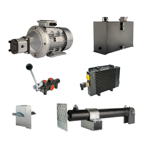 Hydraulika pro štípačku dřeva, štípací výkon: 9 tun, doba štípacího cyklu: 11-14 sekund. Pohon, čerpadlo, motor, nádrž 45 litrů, 1-sekční rozdělovač, přídavné chlazení