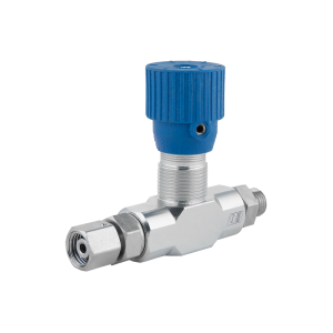 Dvoucestný hydraulický škrticí ventil VRFB 90 AB M22x1,5 s přesnou regulací. Průtok: 30 l/min, max. tlak: 350 bar