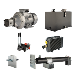Hydraulika pro štípačku dřeva, štípací výkon: 12 tun, doba štípacího cyklu: 9-12 sekund. Pohon, čerpadlo, motor, nádrž 75 litrů, 2-sekční  rozdělovač, přídavné chlazení