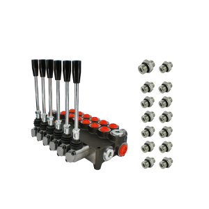 Hydraulický monoblokový rozvaděč 6 sekční 80L