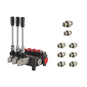 3-sekční hydraulický rozvaděč 80 l/min 3P80 s přípojkami 27/22 Hydrolider