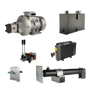 Hydraulika pro štípačku dřeva, štípací výkon: 8 tun, doba štípacího cyklu: 9-12 sekund. Pohon, čerpadlo, motor, nádrž 45 litrů, 2-sekční  rozdělovač, přídavné chlazení