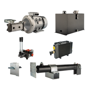 Hydraulika pro štípačku dřeva, štípací výkon: 16 tun, doba štípacího cyklu: 10-13 sekund. Pohon, čerpadlo, motor, nádrž 75 litrů, 2-sekční  rozdělovač, přídavné chlazení