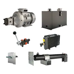 Hydraulika pro štípačku dřeva, štípací výkon: 7 tun, doba štípacího cyklu: 11-14 sekund. Pohon, čerpadlo, motor, nádrž 75 litrů, 1-sekční rozdělovač