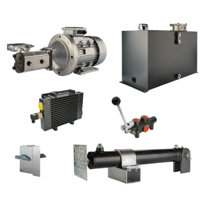 Hydraulika pro štípačku dřeva, štípací výkon: 18 tun, doba štípacího cyklu: 12-16 sekund. Pohon, čerpadlo, motor, nádrž 100 litrů, 1-sekční rozdělovač, přídavné chlazení